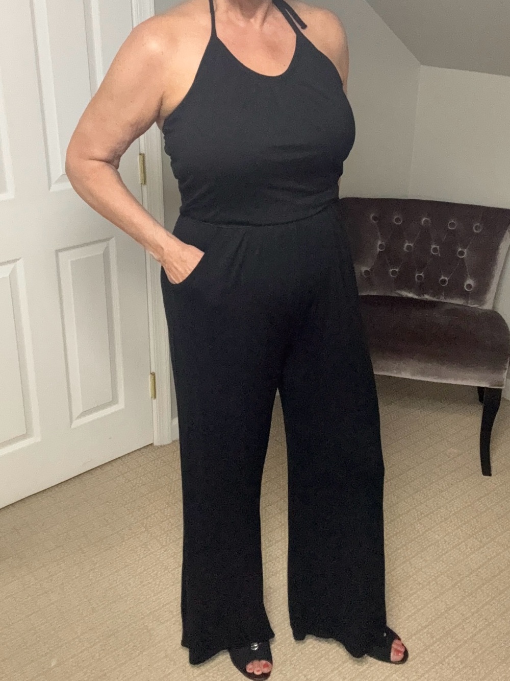 Black Halter Jumpsuit with Wide Leg